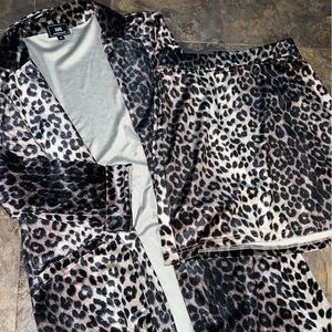 Leopard Print Blazer and Skirt Set
